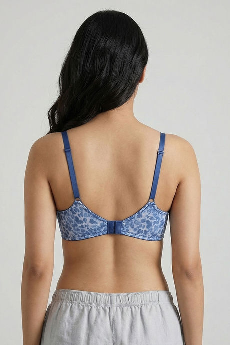 Zivame Padded Regular Wired Medium Coverage Tshirt Bra - Blue Animal Print — image 2